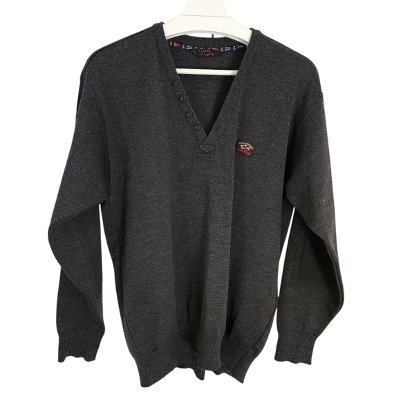 PAUL & SHARK dark gray knit v-neck sweater pullover large - Picture 7 of 14